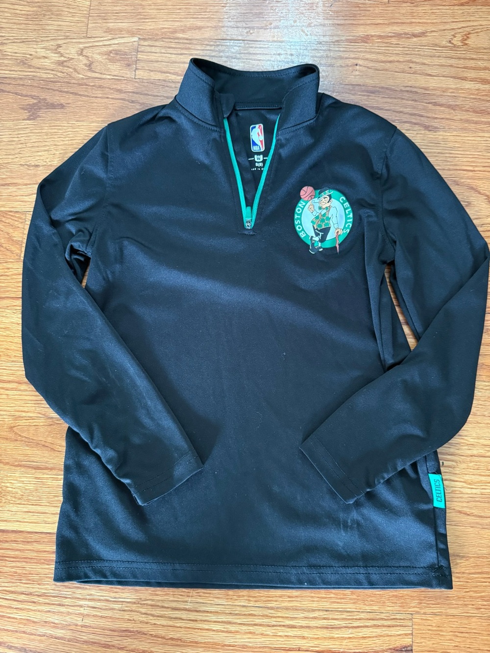 NBA Boston Celtics 1/4 Quarter Zip Boys Long Sleeve Pullover Size 8 Small